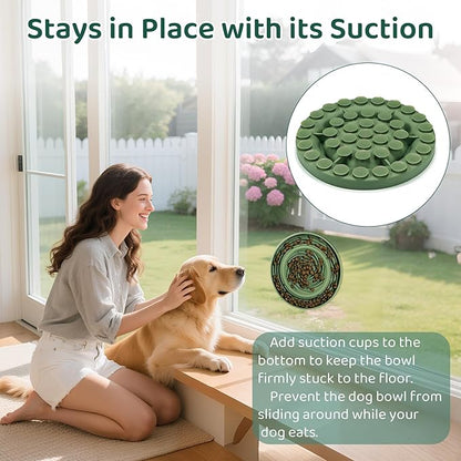 Silicone Dog Feeding Bowl with Suction Cup, Dog Puzzle Feeding Bowls for Heathy Eating - Non Slip Design (Purple)