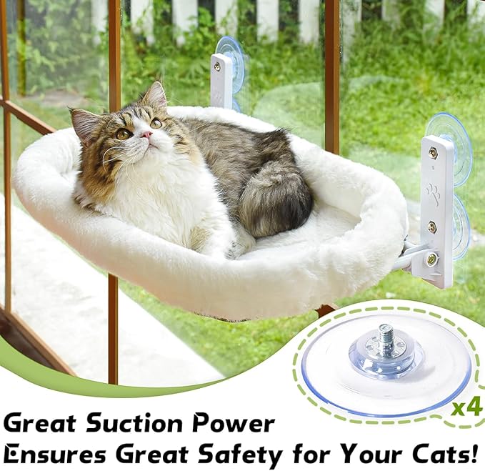 AMOSIJOY 4 Pack Cat Window Perch Suction Cup, Strong Adhesive Replacement Suction Cup with Screws for Foldable & Cordless Cat Window Hammock Seat