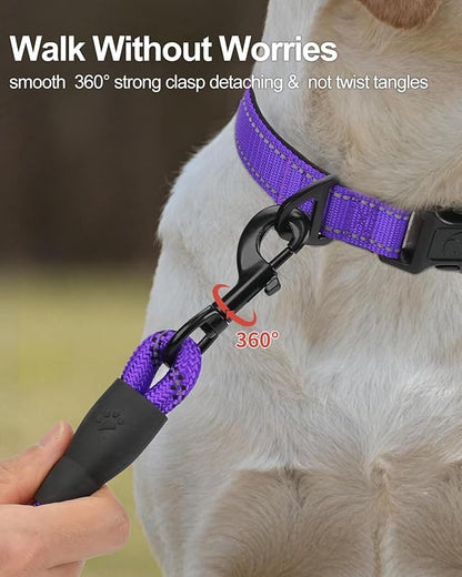 Joytale Dog Leash for Large Dogs, Heavy Duty Nylon Leashes with Comfortable Padded Handle and Highly Reflective Threads, Ideal for Walking and Training, Purple, 6'×1/2''