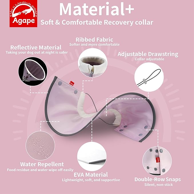 Agape Soft Cone for Cats & Small Dogs, Comfy Pet Cone to Stop Licking, Adjustable Cat E Collar Alternative After Surgery, Protective Elizabethan Collar for Pup & Kitty, Water Repellent Recovery Cone
