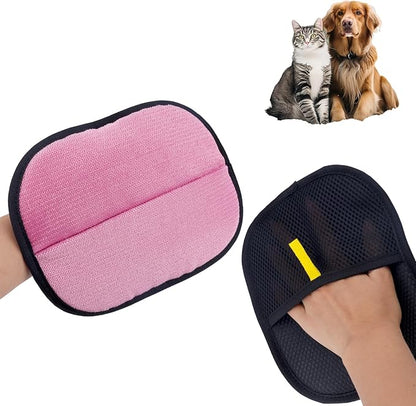 Double-Sided Pet Grooming Gloves, Electrostatic Versatile Static Pet Hair Remover Glove Reusable Static Cat Grooming Tools for Carpet Couch Clothing Furniture Supplies (Pink)