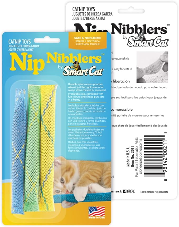 Pioneer Pet Nip Nibblers Catnip Toy – 3 Pack – Catnip Filled Toys For Indoor Cats -Teething Toy For Kittens That Bite And Chew