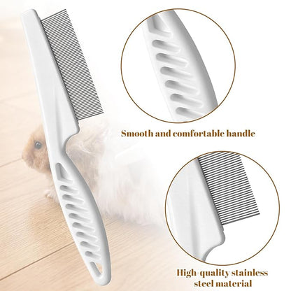 2Pcs Guinea Pig Brush, Fine-Tooth Stainless Steel Flea Brush for Dogs Rounded Teeth Grooming Metal Comb for Dogs, Chinchillas, Ferrets, Guinea Pigs, Rabbits