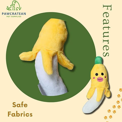 7" Squeaky Plush Toy for Puppies Small Dogs Self Etertainment Washable Soft Made [PET ONLY] (Banana)