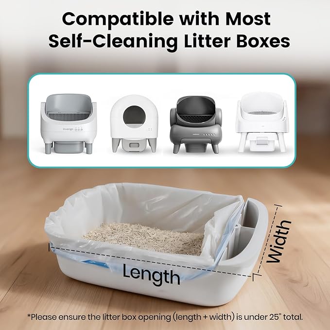 M1 Original Cat Litter Box Waste Bags, 40-Pack Drawstring Liners for Most Self-Cleaning Litter Boxes, Extra Thick Heavy-Duty Drawer Liners, 26" x 11.8", Holds Up to 22 lb