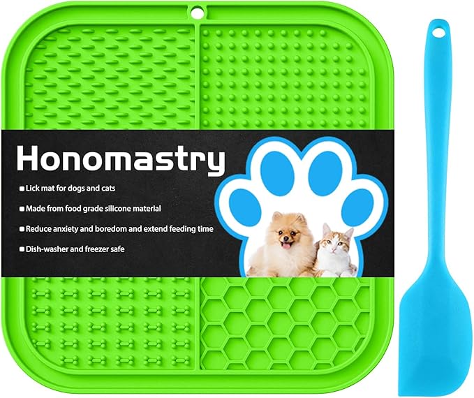 Lick Mat for Dogs, Premium Lick Pad with Suction Cups for Dog Anxiety Relief, Slow Feeder Dog Bowls, Bathing, Grooming and Training (Green, 1pack)