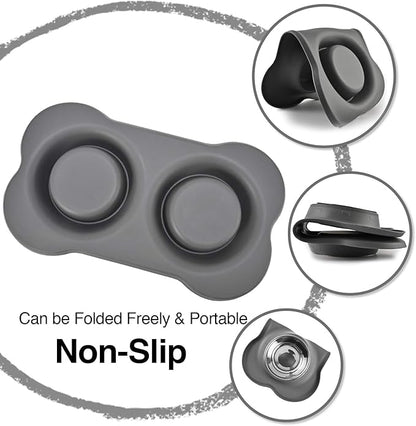 Dog Bowls 2 Stainless Steel Bowl for Pet Water and Food Feeder with Non Spill Skid Resistant Silicone Mat for Pets Puppy Small Medium Cats Dogs