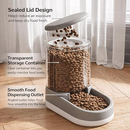 Gravity Pet Feeder and Water Dispenser Set, 8L (4L+4L) Up to 14 Days, Automatic Dog Cat Feeder & Waterer, See-Through Design, Leak-Proof, Anti-Jam, No Electricity, Small Medium Large Dogs Cats