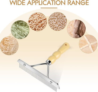 Metal Handheld Carpet Rake for Fluffy Plush, Pet Hair Removal Tool, Reusable Cat & Dog Hair Remover Comb, Brush Scraper Broom for Shag Rugs, Home Cleaning - Efficient Pet Hair Pickup