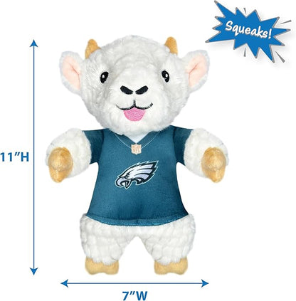 Pets First NFL Philadelphia Eagles Goat Plush Toy for Dogs and Cats with Squeaker, Wearing a Team Jersey! Fun & Sporty Goat Shaped Dog Chew Toy, Interactive Pet Toy