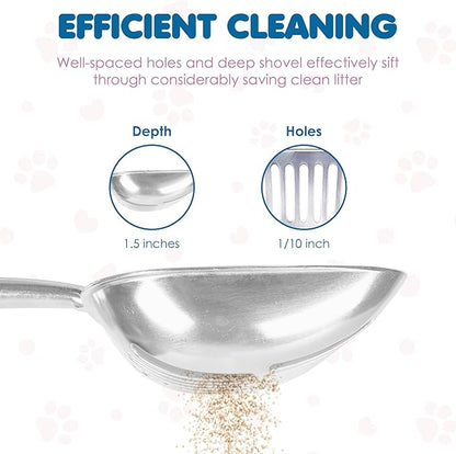 SunGrow Large Cat Litter Scoop, Life Transforming Cat Scooper, Reduces Hand Fatigue, Saves Clear Litter, Makes Scooping Faster and Easier