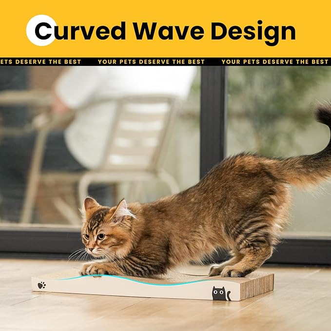 Cat Scratcher, Durable Scratch Pad, Corrugated Cardboard Scratching Board for Indoor Cats, Heavy Duty, Double-Sided Usability, Recyclable, with Catnip, 2 Pack