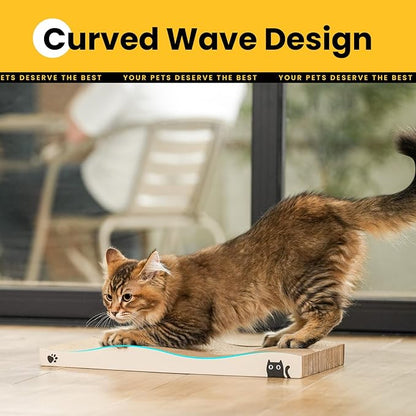 Cat Scratcher, Durable Scratch Pad, Corrugated Cardboard Scratching Board for Indoor Cats, Heavy Duty, Double-Sided Usability, Recyclable, with Catnip, 2 Pack