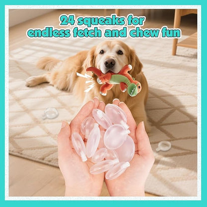 Squeakers for Dog Toys - 24 Pack Replacement Dog Toy Squeakers (3 Sizes Mixed)