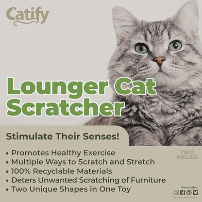 Best Pet Supplies Catify Cat Scratcher, Fun Interactive Scratchers, Posts, Poles, Claw Safe, Furniture Saver Indoor Play Support Natural Cat Behaviors Heavy Duty - Lounger I, 22.875 x 10.25"