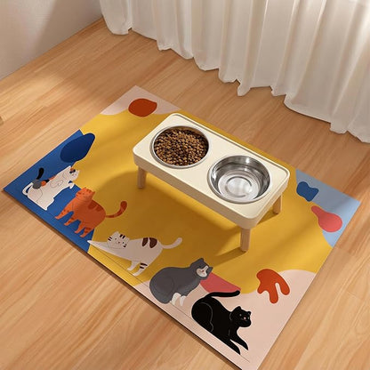 BLESWIN Pet Feeding Mats 16"x24", Water Absorbing Mat for Dog Bowl, Water Bowl Mat for Dogs Waterproof, Non Slip Mat for Dogs, Dog Water Bowl Mat for Messy Drinkers, Cat Mat for Food and Water, Cat