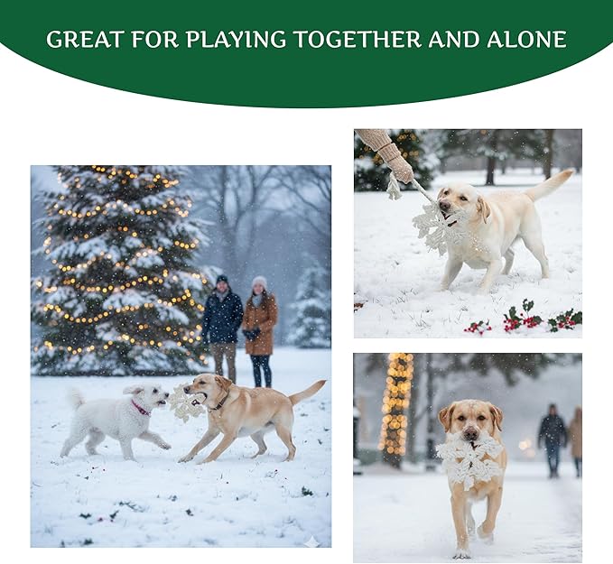 Winter Snowflake Dog Rope Toy - Holiday Pet Chew Toy for Puppies, Small & Medium Dogs