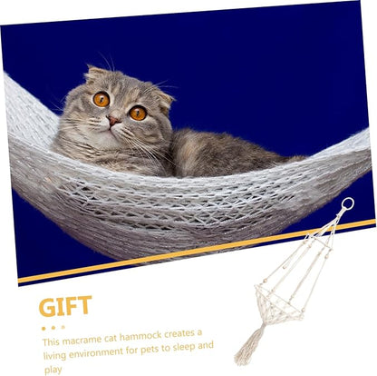 Style Handwoven Cat Hammock Bed Macrame Hanging Cat Bed for Indoor s Swing for Pets Cozy Hanging Nest for Relaxing and Lounging