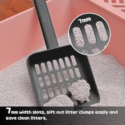 Cat Litter Scooper with Caddy and Holder, with Container to Store, Durable ABS Material and Cute Design - 85 Matte Dark Grey