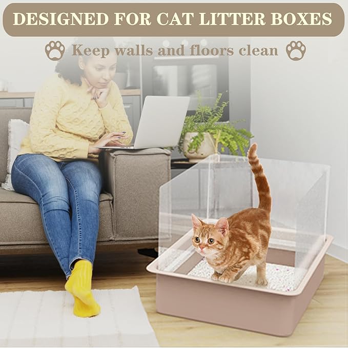 3Pcs Cat Litter Box Pee Shields - Open Top Litter Box Splash Guard Privacy Screen Transparent Easy Clean 14.5 * 11.5in-Box Not Included (3)
