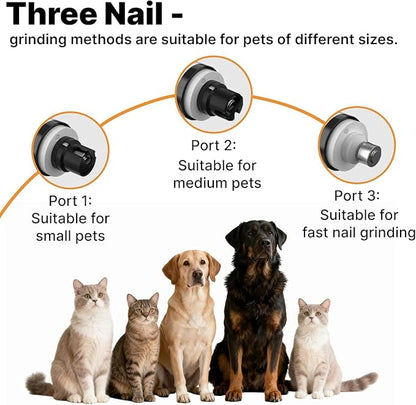 Silent Groom Pro Dog Nail Grinder -Professional Cat & Dog Nail Trimmers with light & 3 Speeds, Pet Nail Grinder Quiet and Painless Paws Grooming, Suitable for Small Medium Pets (2 Replacement Head)