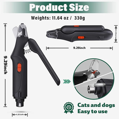 2-in-1 Cat Nail Clippers & Dog Nail Clippers Trimmers for Large Medium Small Dogs Cats Claw Trimmer Quick Sensor and Safety Guard USB Rechargeable with 2 LED Lights Dogs Nail Trimmer
