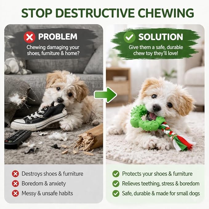 Puppy Chew Toys, 6 Pcs Teething for Small Breed, Soft Rubber Cute Green Dog Toys, Eco-Friendly, Teeth Cleaning, Interactive Tiny Toys for Small Dog,(Basket not Included)