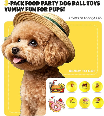 Dog Balls Tennis balls for Dogs, Interactive Dog Toys for Aggressive Chewers ,Indestructible Dog Toy to Keep Them Busy, Puppy Chew Toys for Teething, Durable Dog Ball for Medium Small (Dessert-2.6")