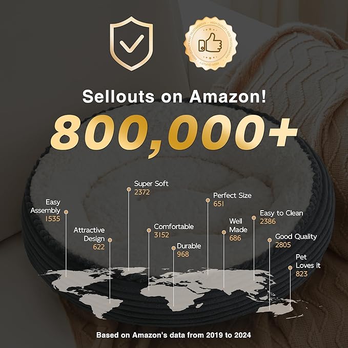 Love's cabin Round Donut Cat and Dog Cushion Bed, 25in Pet Bed for Small or Medium Dogs, Anti-Slip & Water-Resistant Bottom, Soft Durable Fabric Pet Beds, Washable Calming Cat Bed Black Stripe