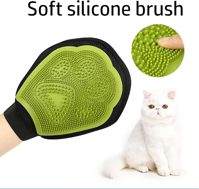 Pet Hair Remover Gloves Bath Brush Gentle Shedding Brushes,Pet Hair Remover Tool for Carpet, Curtain, Clothing, Couch, Car Seat (2PCS)