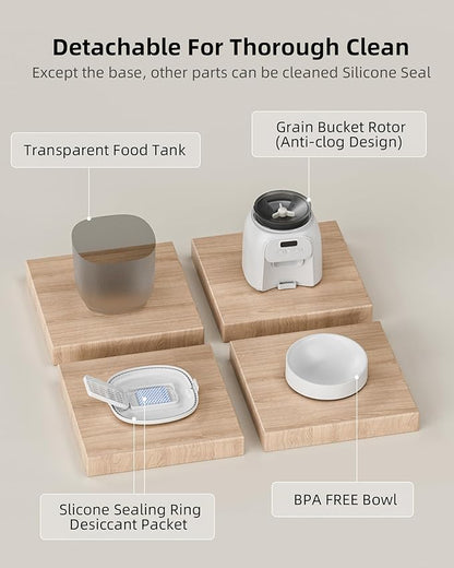Automatic Cat Feeder, 4L Pet Food Dispenser for Cats and Small Dogs Up to 15 Portions 6 Meals Per Day