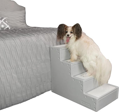 Pet Gear Pet Step IV Pet Stairs for Small Dogs and Cats up to 50 pounds, Lightweight, No Tools Required, 13 Colors to Choose from, New Essential Grey