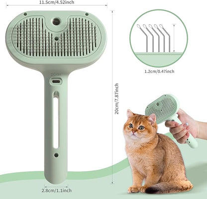 Spray Cat Brush for Shedding - Water Brush for Cats and Dogs with Steam - Pet Hair Removal Comb with Water Tank and Release Button-Pet Spray Hair Comb (Sky Blue)