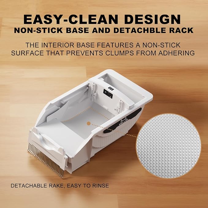 Automatic Litter Box, Open-Top Self Cleaning Litter Box for Multiple Cats, Large Space with Low Entry, Dual Safety Sensors, Quiet Operation, Compatible with Clumping Litter, Odor Control