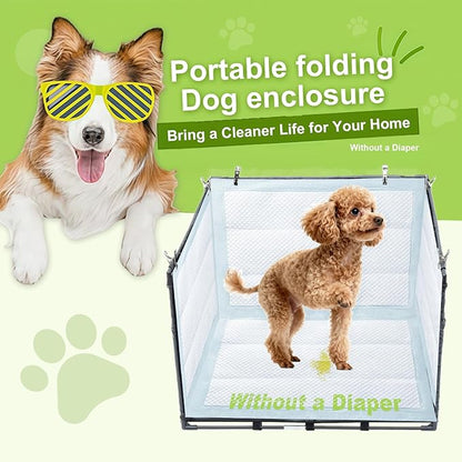 Dog Litter Box Indoor for Small Dogs,Puppy Pee Pad Holder with High Walls(23.62"*23.62"*17.72"),No-Spill Pee Pad Holder with Foldable Pet Toilet,Easy Clean Puppy Litter Box for Dogs (Small)