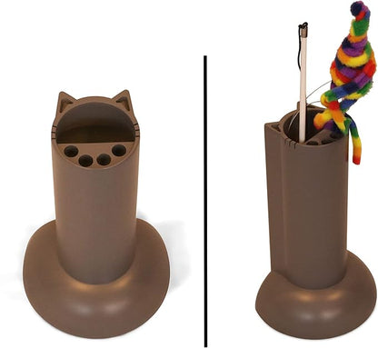 Feline Ruff Cat Teaser Wand Holder. Keep Cats Safe with This Unique Cat Toy Storage Solution. Organize Feather Cat Wand Toys. Patent Pending (Gray)