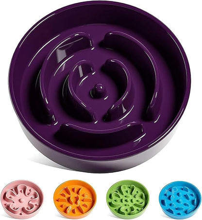 LE TAUCI Slow Feeder Dog Bowls Ceramic, 3 Cups Slow Feeding Dog Bowl Medium Large Breed, Pet Bowl for Fast Eaters, Puzzle Pet Dishes, Maze Purple
