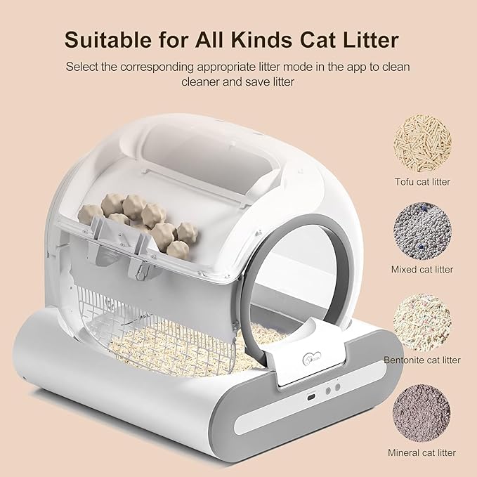DOEL Cat Litter Box Automatic Cleaning, Automatic Litter Box with Large Capacity, App Control, Safety Protection, Leak Prevention