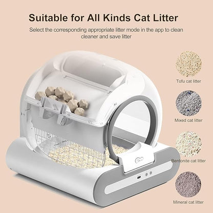 DOEL Cat Litter Box Automatic Cleaning, Automatic Litter Box with Large Capacity, App Control, Safety Protection, Leak Prevention
