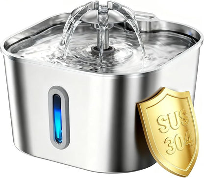 Wonder Creature Cat Water Fountain Stainless Steel, 74oz/2.2L Automatic Quiet Cat Drinking Fountain, Indoor Water Dispenser for Cats, Kittens, Small Dogs and Pets, Circulating Pet Water Fountain