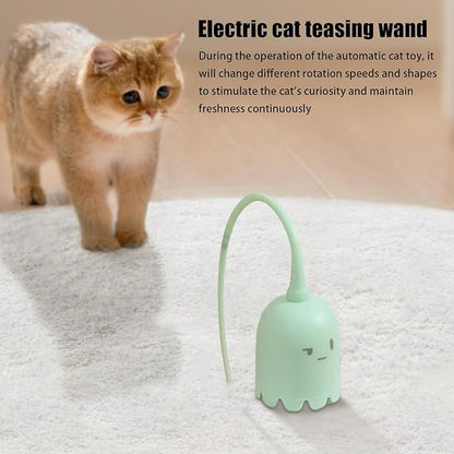 Cat Teaser Wand, Rechargeable Exercise Cat Toy, Silicone Tail Teaser, Mimicking Animals Swing Tail Interactive, Cat Wand Toy, Interactive Toy for Bored Indoor Cats and Kittens, Exercise Toy