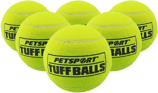PetSport Yellow Tuff Ball - Medium Tennis Balls for Dogs, Chew Toy for Aggressive Chewers, Fetching, Natural Rubber, Certified Non-Toxic - 2.5 Inch Each (Pack of 6)