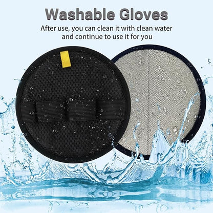 4Pack Pet Hair Removal Glove for Cats and Dogs, Four-Finger Circular Design with Soft Lining and Hanging Loop, Reusable Pet Grooming Gloves for Clothing, Carpet, Car Seats (Black)