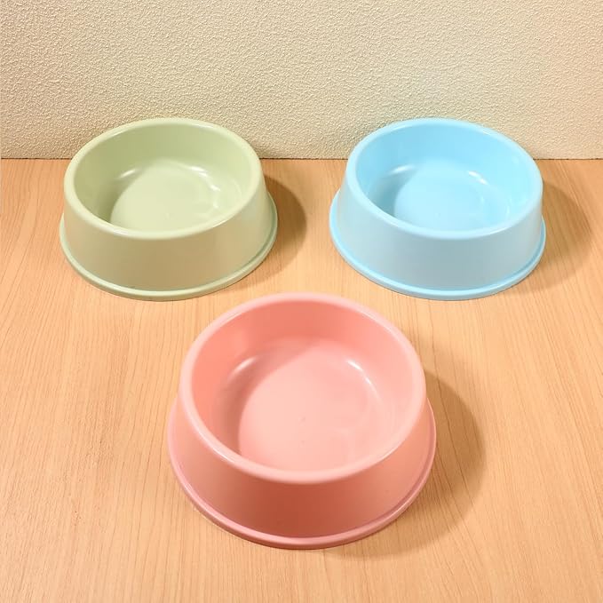 Balacoo 3 Pcs Large Plastic Dog Bowl, Candy Color Reusable Pet Food and Water Bowl, Stackable Dog Food Dishes for Puppy Cat Rabbit - Smooth Edges, Random Color