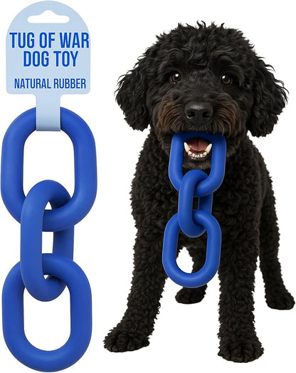 Doug's Dog Supplies Chain Link Tug Toy, Tug Toys for Dogs, Rubber Chain Toy for Tug of War (Blue)