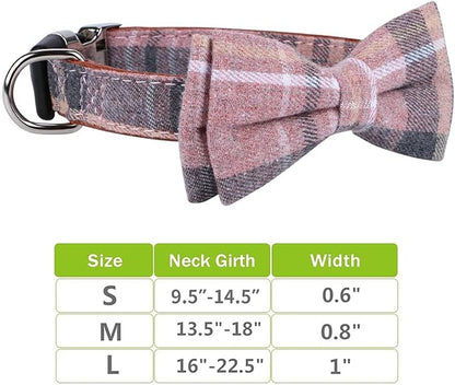 Faleela Cute Soft Girl Dog Collar with Bow, Bowtie Dog Collar for Boy,Detachable Adjustable Collar for Small Medium Large Pet