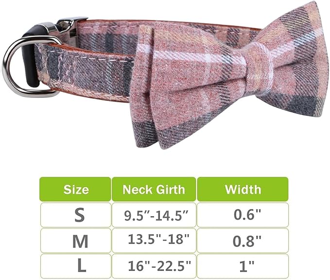Faleela Cute Soft Girl Dog Collar with Bow, Bowtie Dog Collar for Boy,Detachable Adjustable Collar for Small Medium Large Pet