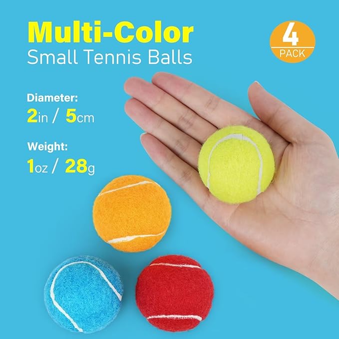 Prime Pets Dog Tennis Balls 4 Pack, 2" Durable High-Bounce Mini Tennis Balls for Dogs, Squeaky Dog Ball for Fetch & Training, Outdoor Interactive Dog Toy Ball for Small Dogs Puppy Puppies