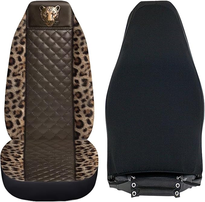 Leopard Automotive Seat Covers Seat Cover for Front Seats Only for Women Men Universal Fit for Cars, SUVs, Trucks Car Interior Accessories Seat Protector Brown