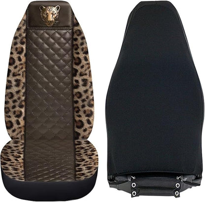 Leopard Automotive Seat Covers Seat Cover for Front Seats Only for Women Men Universal Fit for Cars, SUVs, Trucks Car Interior Accessories Seat Protector Brown
